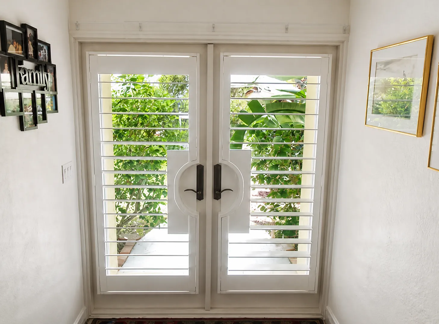 Custom plantation shutters fitted to French doors in Nocatee