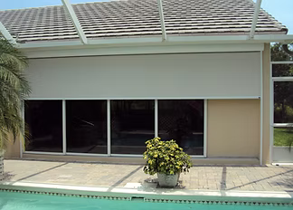 Commercial motorized roll screen for outdoor seating near Nocatee